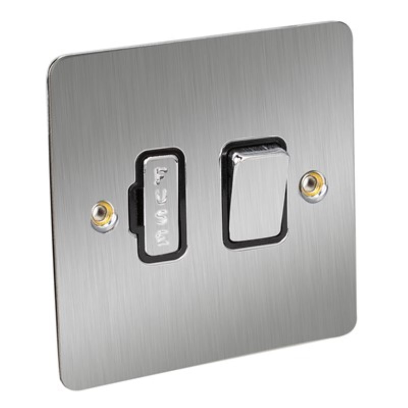 Flat Plate 13Amp Fused Connection Unit with Switch *Satin Chrome